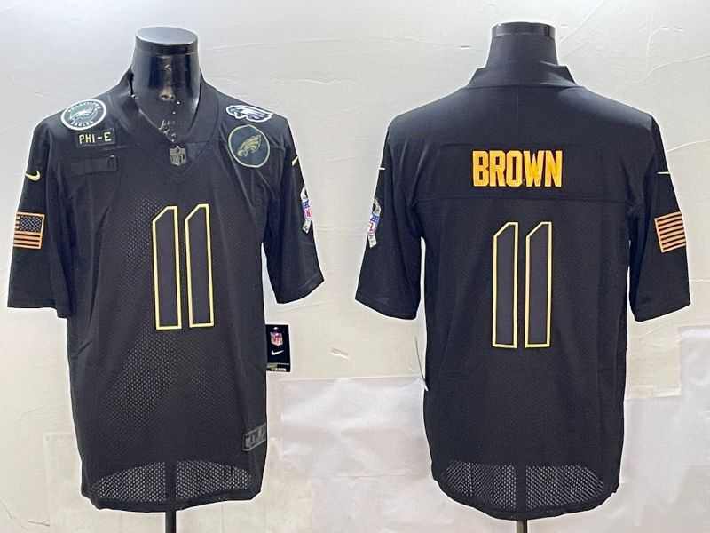 Men Philadelphia Eagles #11 Brown Black 2025 Nike Salute to Service Limited NFL Jersey style 12